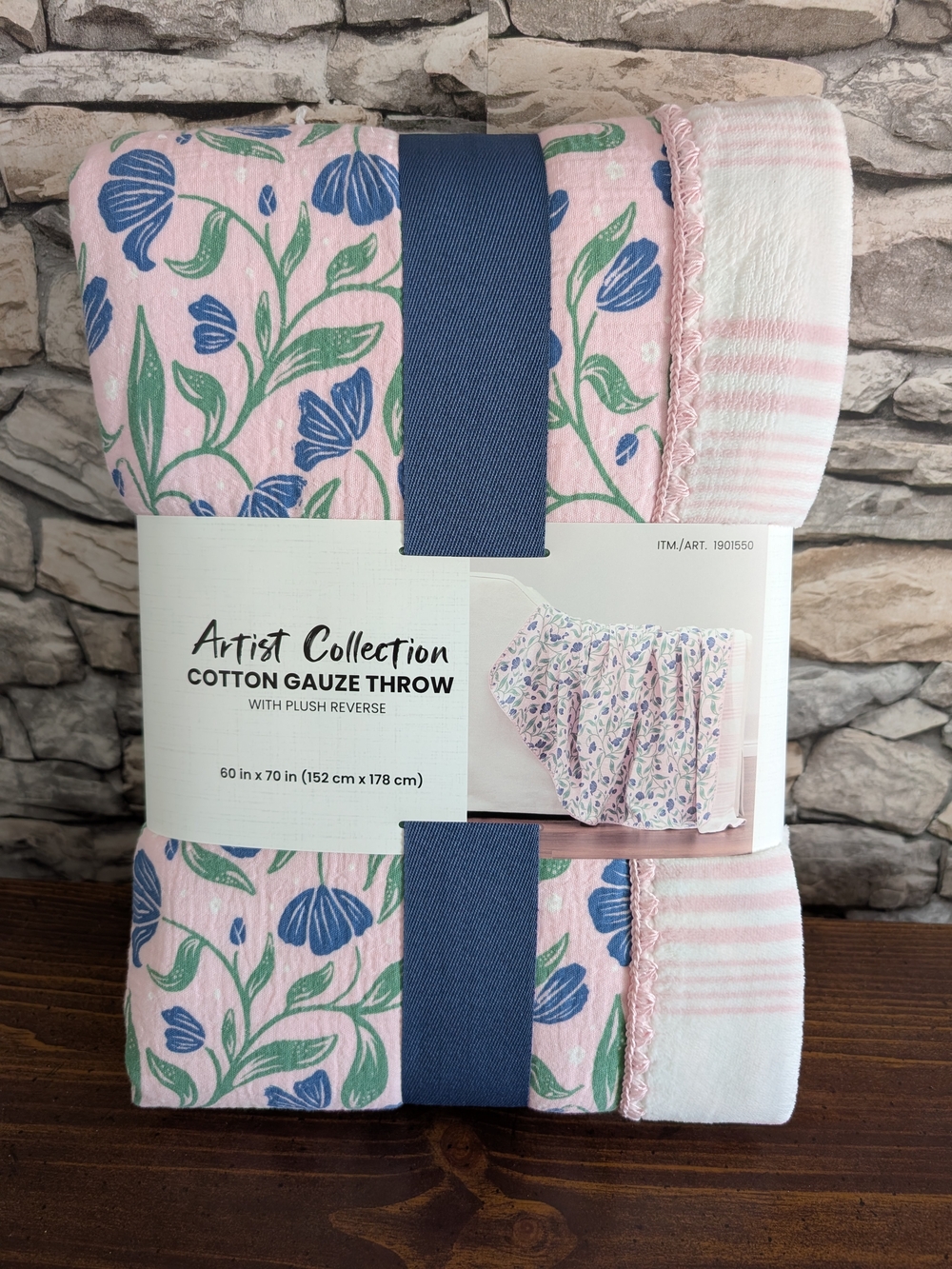 Pink Floral Cotton Gauze Throw
